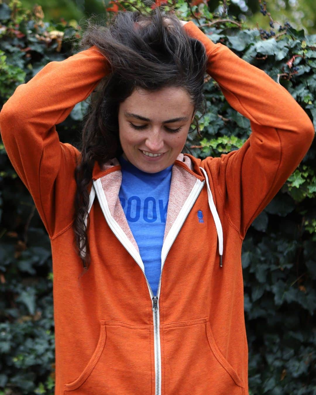 ブルックリンインダストリーズのインスタグラム：「Tess in Bk Type and the French Terry Zip Up.  #brooklynindustries #liveworkcreate」