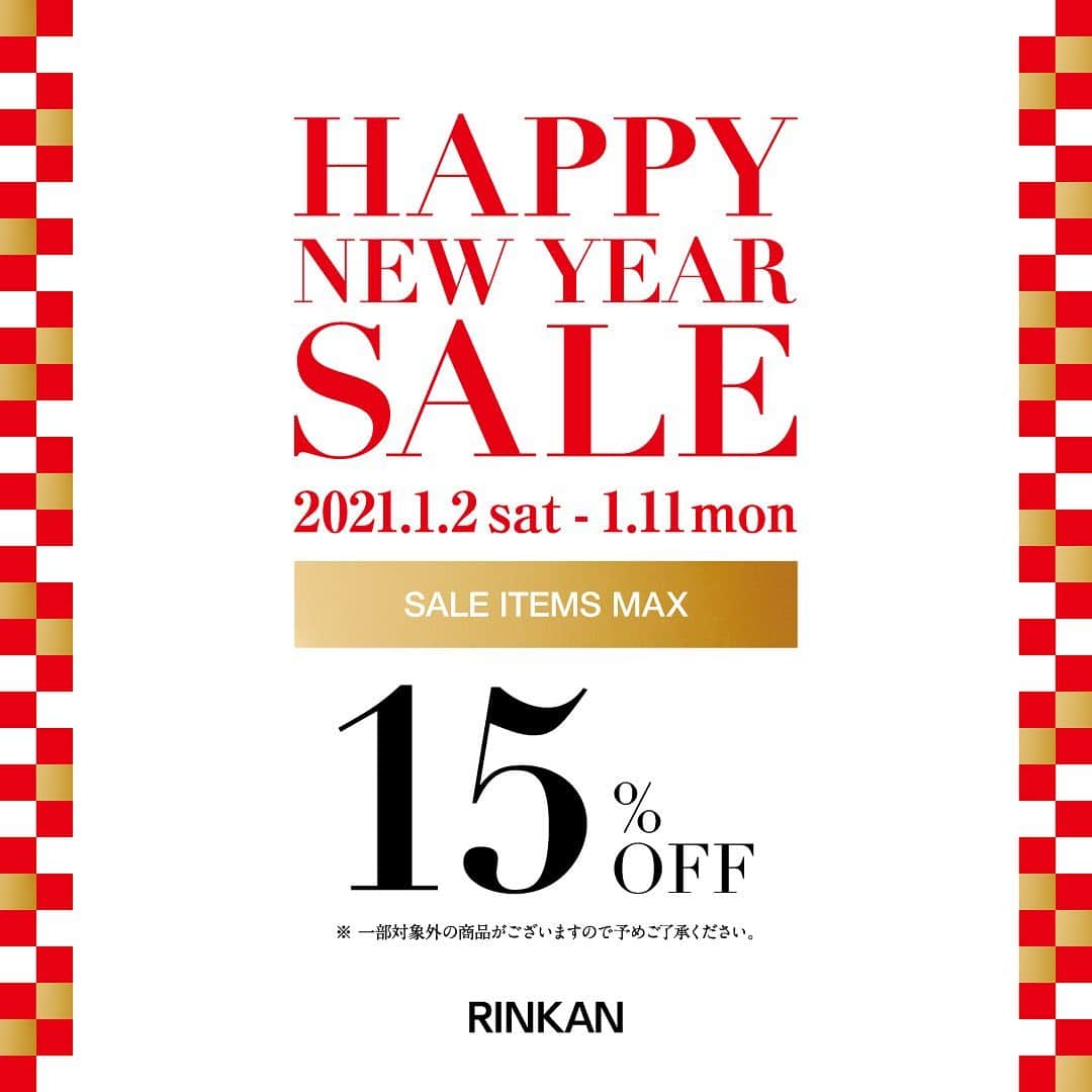 RINKAN渋谷店さんのインスタグラム写真 - (RINKAN渋谷店Instagram)「【HAPPY NEW YEAR SALE】  新年あけましておめでとうございます。  RINKANでは1/2〜1/11まで全品15%OFFのセールを開催致します。 ※一部対象外あり  この機会に是非ご来店くださいませ。  #rinkan #rinkanshibuya」1月2日 15時02分 - rinkan_shibuya