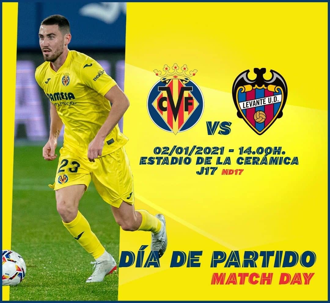 ビジャレアルCFのインスタグラム：「Una forma de empezar 2021 muy 🔝... ¡Con un derbi autonómico en La Cerámica 😱! . 🆚 @levanteud  ⌚ 14.00h 🏟 Estadio de La Cerámica 🗓️ Jornada 17 🏆 @laliga  📺 @movistarplus  📱 #VillarrealLevante  . #Villarreal #futbol #football #soccer #laliga」