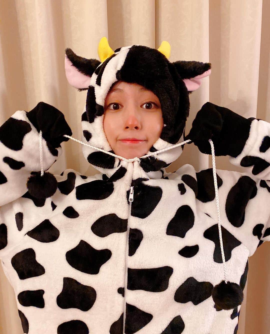 堤礼実さんのインスタグラム写真 - (堤礼実Instagram)「🐄 皆さま今年も宜しくお願い致します！ モー！！！と叫びたくなるくらい良い年にしましょう🐮 . . #れミル姉さんからの年賀状です #ちゃんと蹄も再現しまして #母の靴下で可愛い蹄が出来ました #先程撮った写真なので #これを書いている今も鼻先が真っピンクのままです」1月2日 18時15分 - reimi_tsutsumi1123