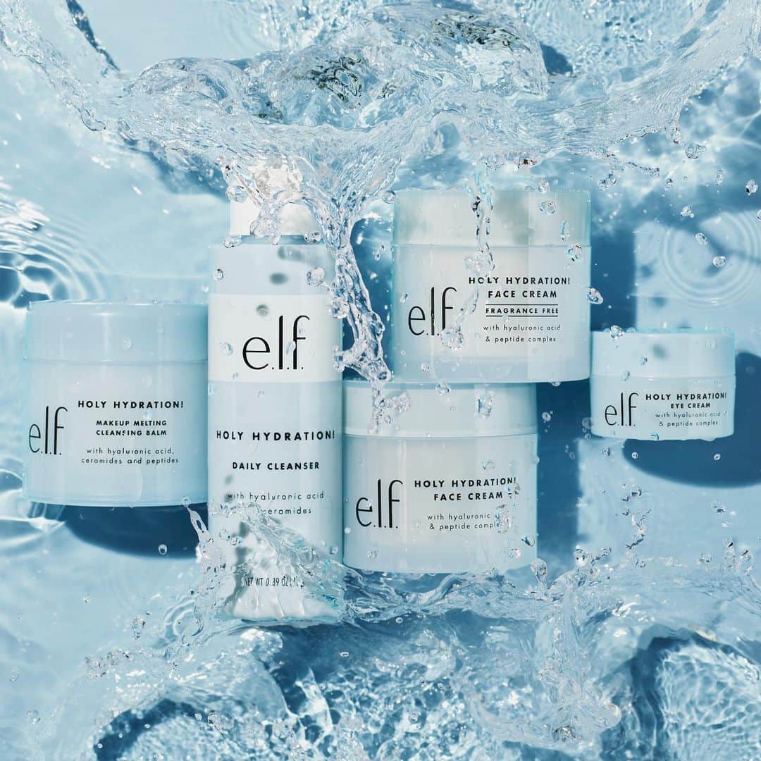 e.l.f.さんのインスタグラム写真 - (e.l.f.Instagram)「Holy skin 🙌 Our full Holy Hydration collection has clean formulas and effective ingredients for a full Holy regimen 💙   The full lineup:  Holy Hydration! Face Cream  Holy Hydration! Face Cream Fragrance Free  Holy Hydration! Makeup Melting Cleansing Balm Holy Hydration! Daily Cleanser  Holy Hydration! Eye Cream  Tap to shop for hydrated skin 💧 #eyeslipsface #elfingamazing #elfcosmetics #crueltyfree #vegan」1月3日 0時42分 - elfcosmetics