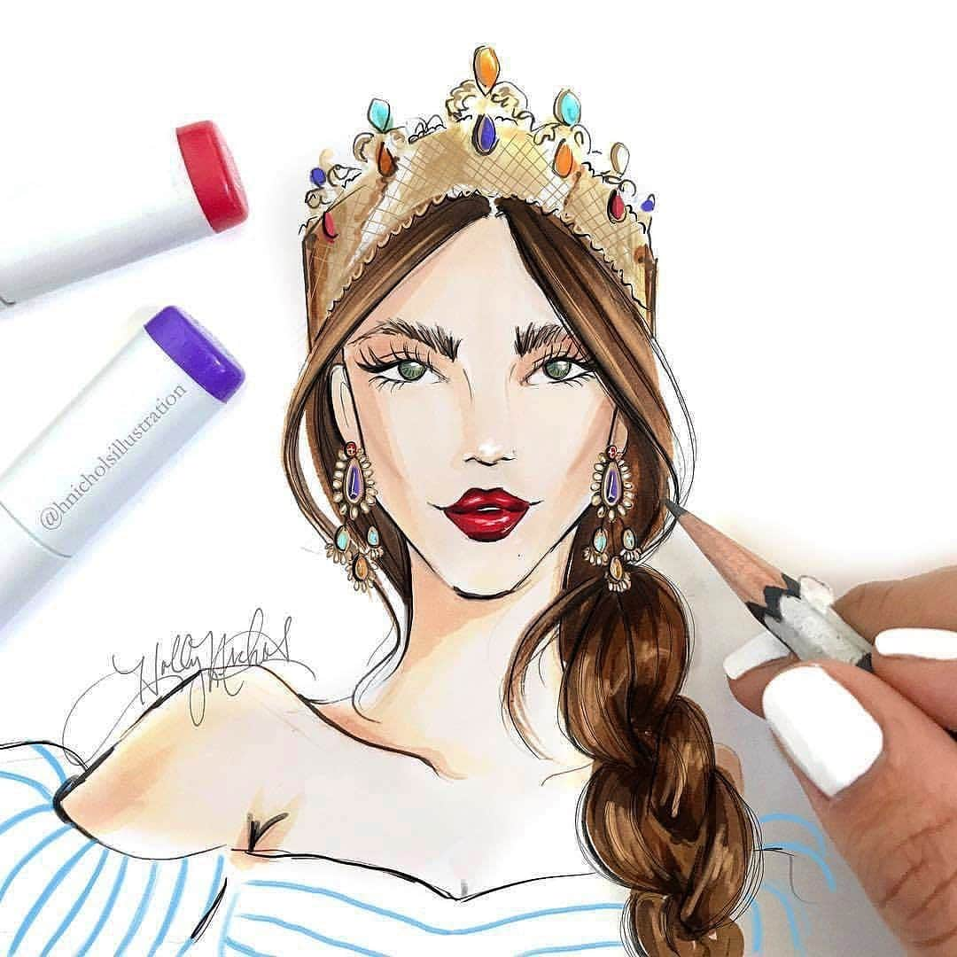 Holly Nicholsさんのインスタグラム写真 - (Holly NicholsInstagram)「Markers vs. Digital.  What’s your vote? #fashionillustration #copicmarkers #procreate #copic #procreatedrawing #digitalillustration」1月3日 1時06分 - hnicholsillustration