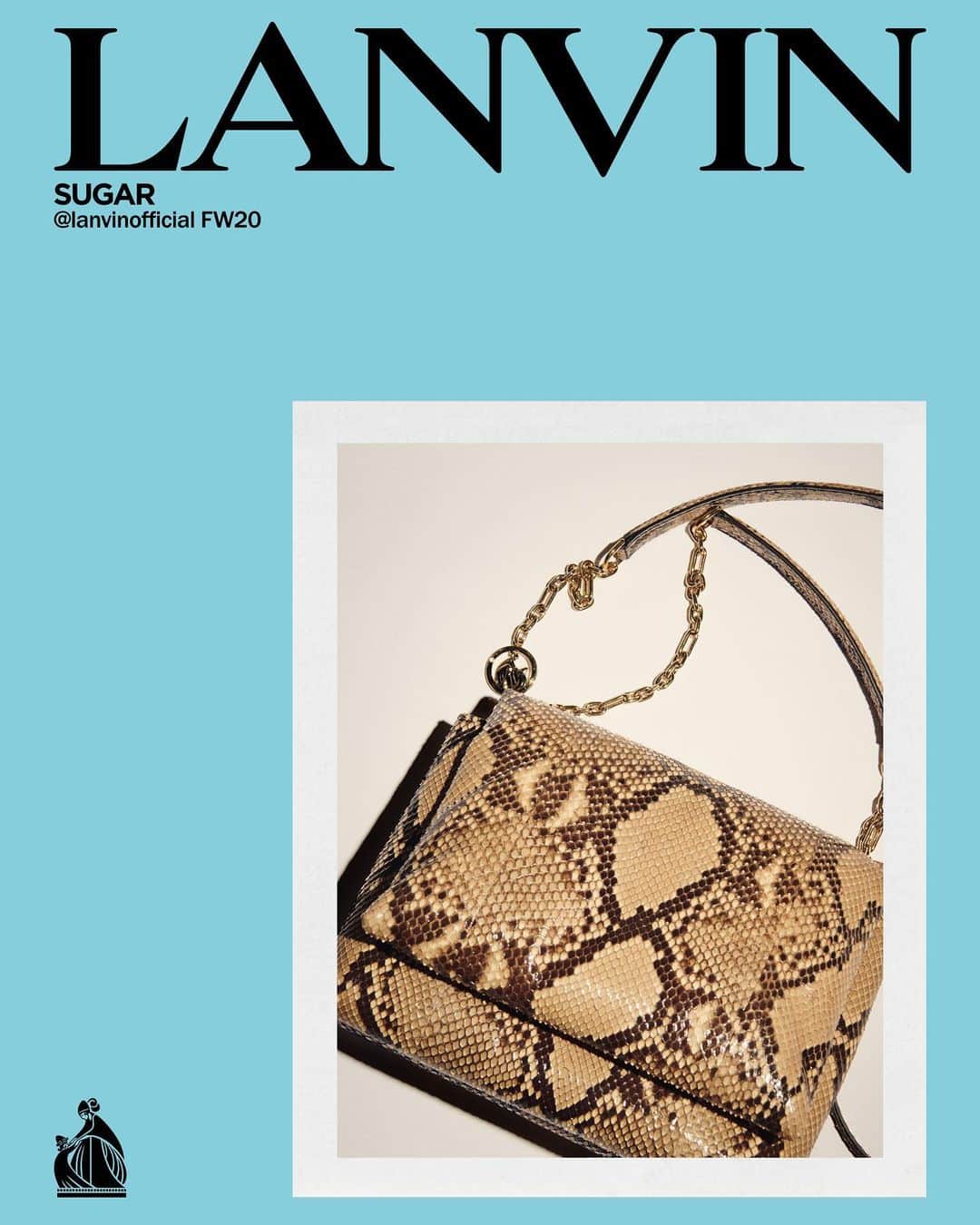 ランバンのインスタグラム：「#LanvinFW20 campaign - Sugar bag. Photography @ezrapetronio  Creative Direction @brunosialelli Art Direction @ezrapetronio」