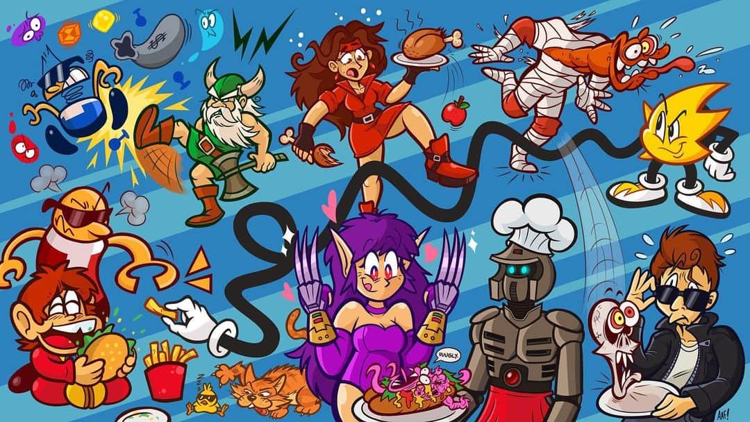 のインスタグラム：「Check out @segaforever’s SEGA Mega Drive and Genesis Classics artwork commission from @animatedaf!   Can you recognise all these SEGA characters? Grab this set of games and more in the #SteamWinterSale - link in our bio!  Stay tuned to @segaforever for more new SEGA artwork this year! 🎨」