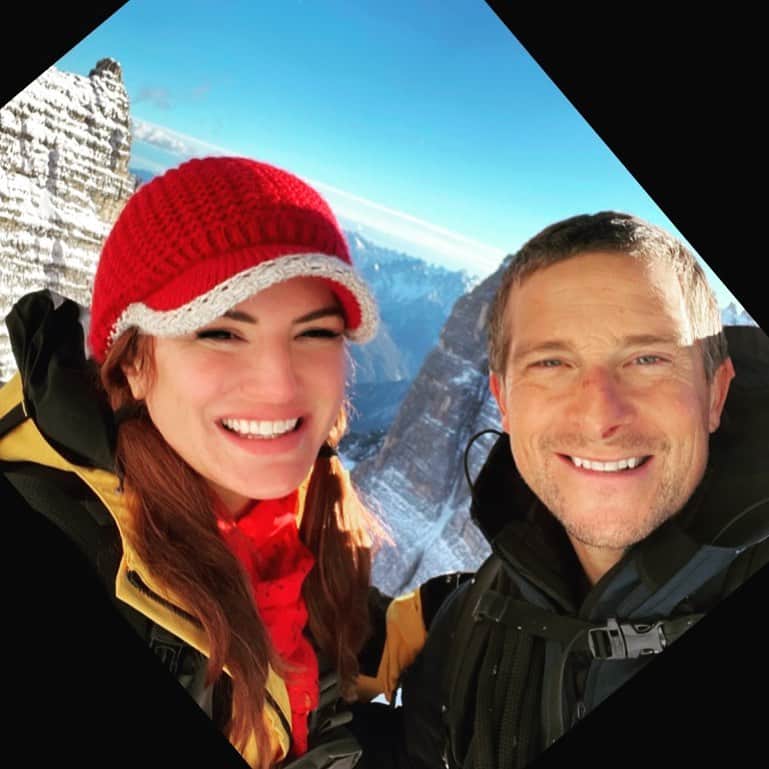 ジーナ・カラーノのインスタグラム：「One of the best experiences of my life and most definitely my 2020 was hanging out with this guy @beargrylls ❤️ in the Dolomites. Definitely faced some fears. 😂 Much love to you Bear! Incredible human being. 🙏」