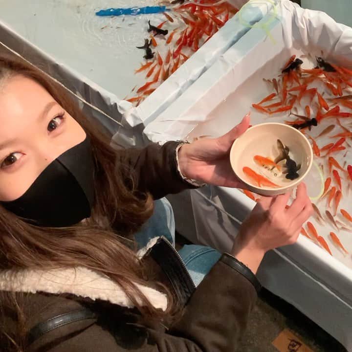浦田実来のインスタグラム：「あけましておめでとうございます🎍⛩ 久々に金魚すくいして楽しかった🥺🥺🥺  あと人生初いちご飴🍓に興奮！ 2本食べた🥰🥰🥰笑  今年はやりたいことぜーんぶやる年にする！！！ 最高の1年になりますように🌹  #幸せな年明け」