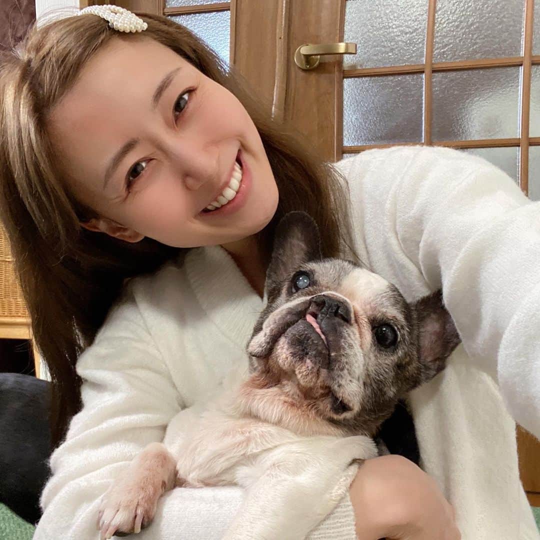 のインスタグラム：「皆さんはどんなお正月をお過ごしですか？ 私は愛犬達と家に引きこもってゆっくり過ごしました♡ 今年も頑張るぞー!!! #フレンチブルドック」