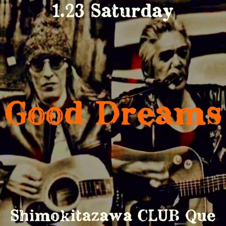 イマイアキノブのインスタグラム：「🥀1.23(土) @/fr 下北沢CLUB Que  『Good Dreams』観覧&配信  出演  下山淳 イマイアキノブトリオ  (イマイアキノブ 山本久土 サトウミノル)  開場18:30 開演19:15  前売/当日¥4000＋飲物代¥600 配信¥2500(手数料込み¥2625）　  入場チケット Livepocket 50枚 №1-50　 1.6(水)10:00販売開始 https://t.livepocket.jp/e/que20210123   配信チケット bitfan 1.6(水)販売開始 https://clubque.bitfan.id/events/585 1.6(水) 19:00～1.30(土) 【アーカイブ 1.30(土)23:59迄】 投げ銭有  #下北沢clubque #下山淳  #山本久土 #サトウミノル #imaiakinobu  #イマイアキノブ  #livemusic  #livestreaming」