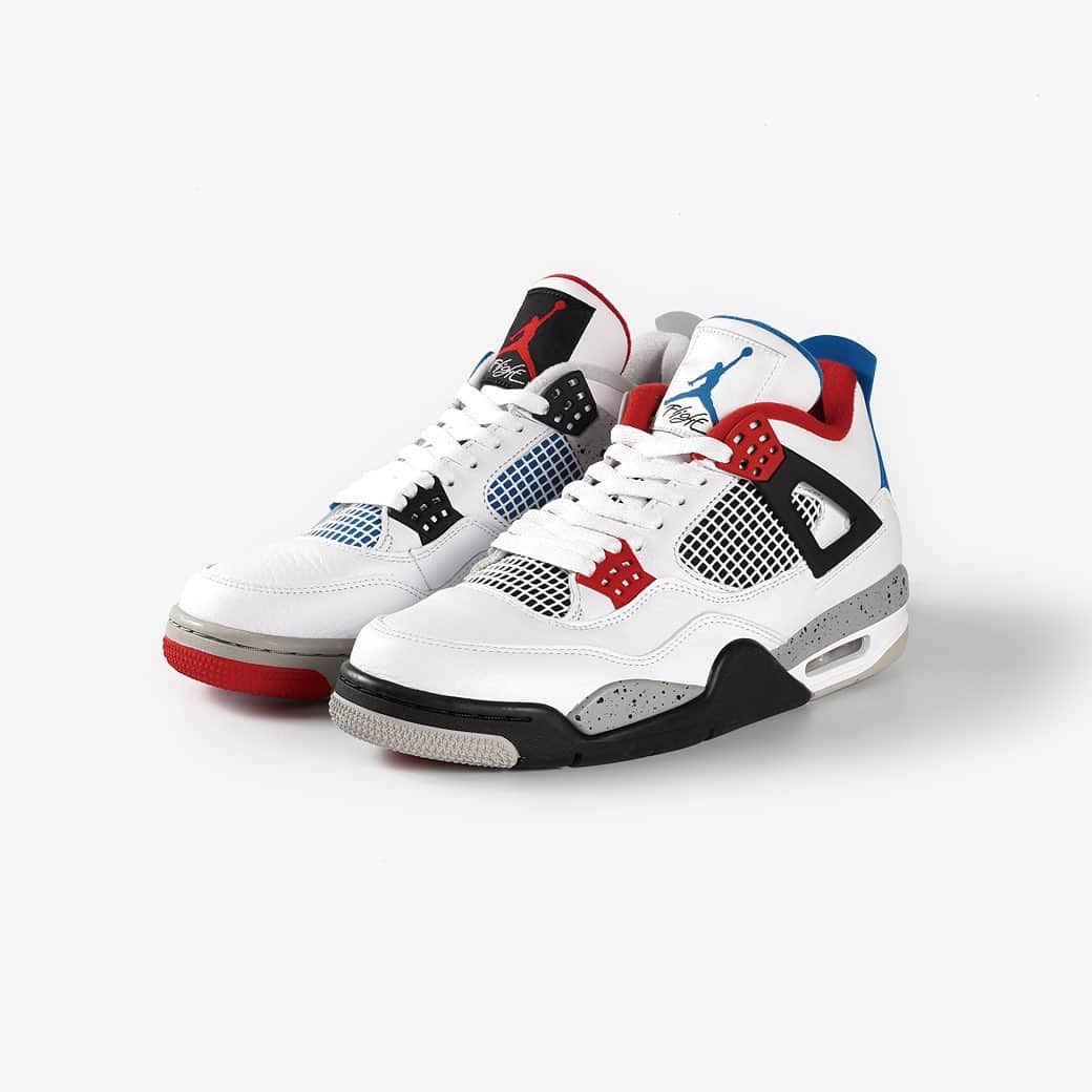 KICKS LAB. [ Tokyo/Japan ]のインスタグラム：「NIKE l "AIR JORDAN 4 RETRO SE WHAT THE 4" White/Fire Red/Tech Grey/Military Blue l Available in Store and Online Store.  #KICKSLAB #キックスラボ」