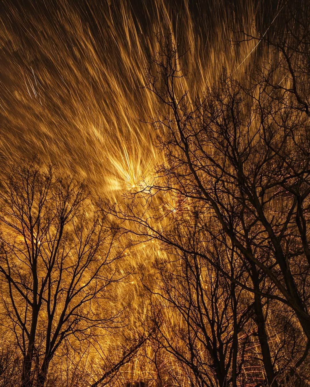 National Geographic Travelさんのインスタグラム写真 - (National Geographic TravelInstagram)「Photo by @babaktafreshi / The New Year moment in central Berlin. I tried to capture the spectacular fireworks display in an abstract form on a long-exposure photograph. #newyear #berlin #nightphotography」1月3日 20時38分 - natgeotravel