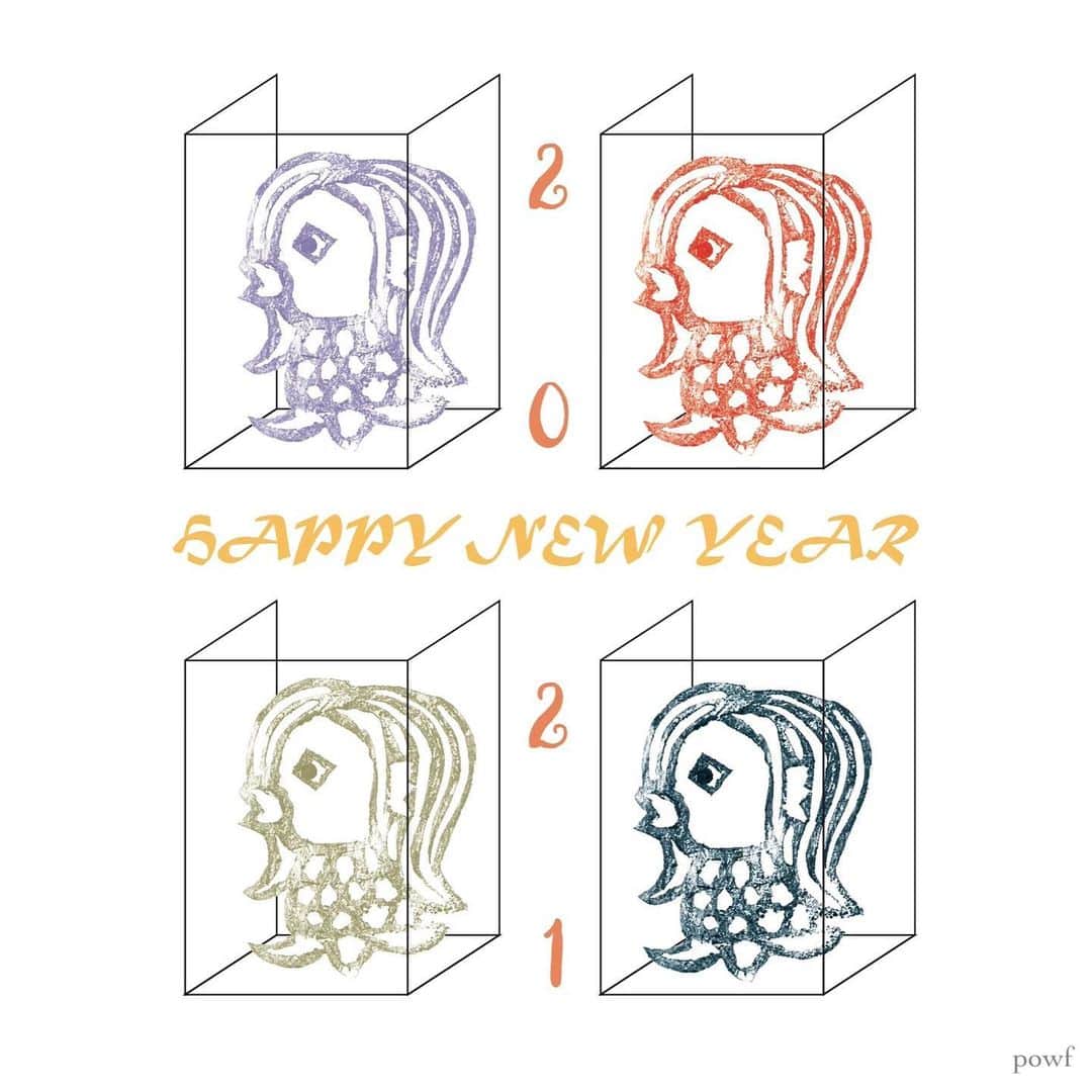 anemone_69のインスタグラム：「. 久しぶりに #消しゴムはんこ 彫ったら 夫の年賀状に 採用されましたーーー . . #アマビエ のつもり . . .」