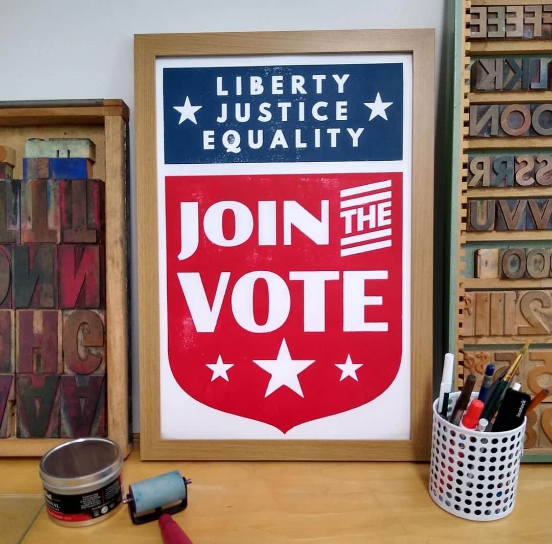 myfontsのインスタグラム：「There are a lot of folks selling really creative & interesting printed work on Etsy; among our current favorites are Daniel Swartz’s colorful letterpress posters: https://www.etsy.com/shop/HoosierTypeCo」