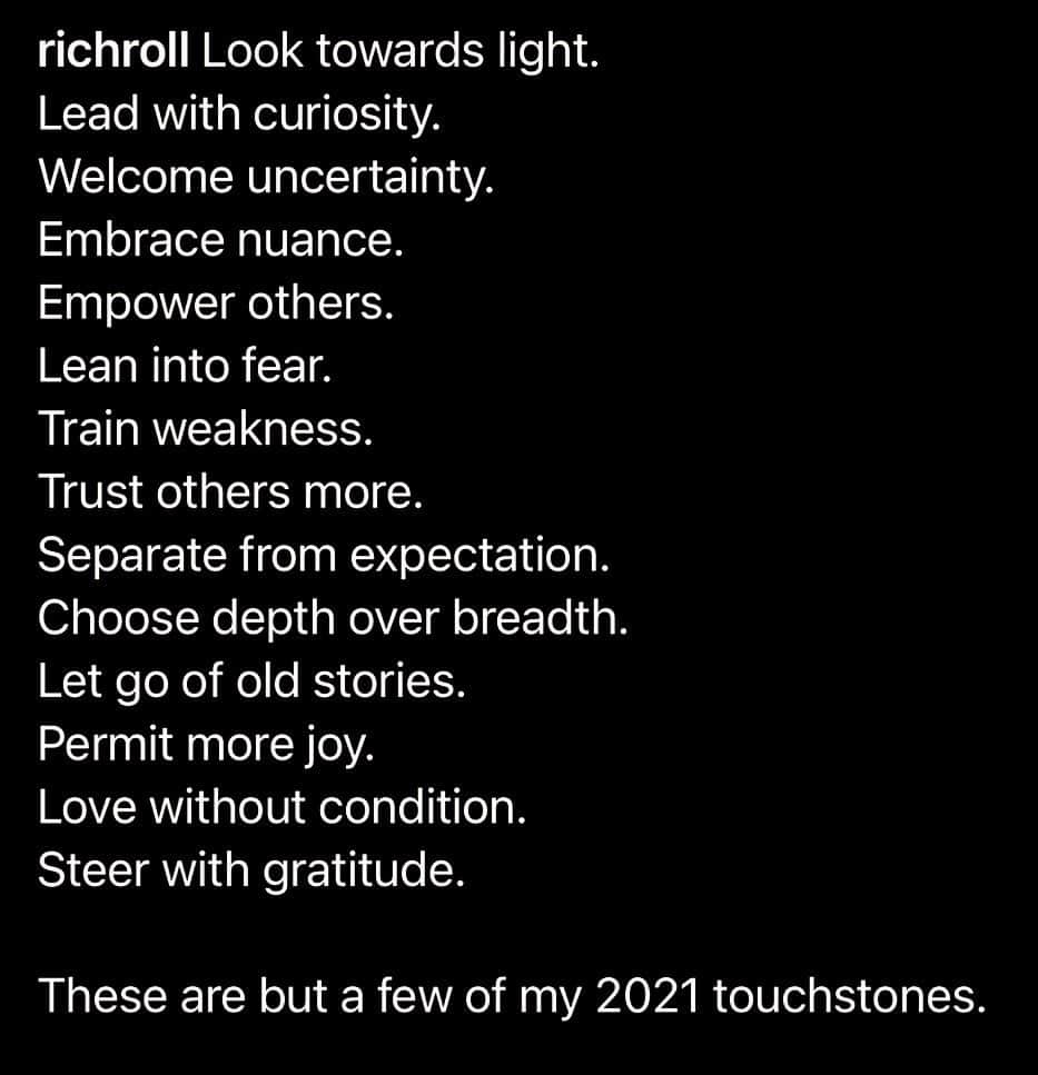 コンラッド・アンカーのインスタグラム：「@richroll with wisdom for the new year.   Thanks Rich for your dedication to making our shared existence peaceful.」