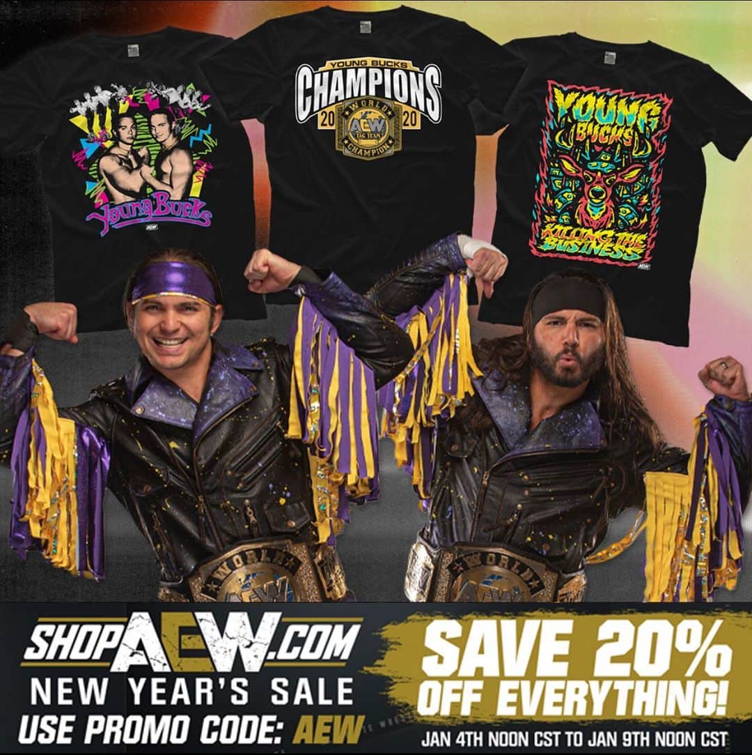 マット・ジャクソンのインスタグラム：「20% off @ shopAEW.com tomorrow! Promo Code: AEW」