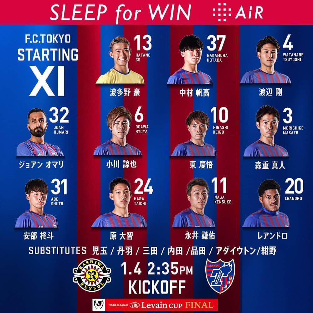 FC東京オフィシャルグッズさんのインスタグラム写真 - (FC東京オフィシャルグッズInstagram)「🔵🔴 #STARTINGXI #ルヴァンカップFINAL  vs #柏レイソル スターティングメンバーが発表されました!!🔵🔴 @fctokyoofficial  #AiR  #TokyoKashiwa #STAYWITHTOKYO #FC東京 #fctokyo #tokyo」1月4日 12時42分 - fctokyoofficial