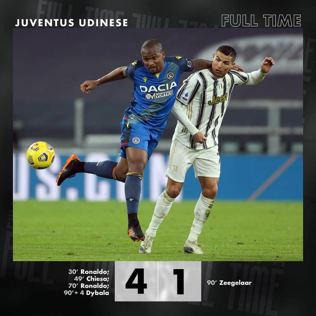 ウディネーゼ・カルチョさんのインスタグラム写真 - (ウディネーゼ・カルチョInstagram)「Full time #JuventusUdinese 4-1  ⚪️⚫️#ForzaUdinese #AlèUdin」1月4日 6時47分 - udinesecalcio