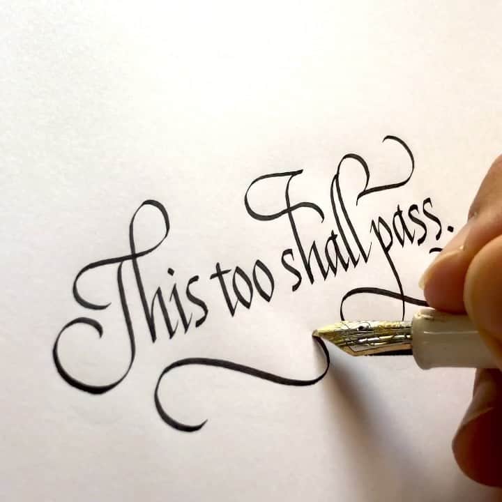 Seb Lesterのインスタグラム：「This too shall pass. Timeless wisdom from medieval Persia, where Sufi poets wrote some of the most beautiful words ever written. A serene reflection on the ephemeral nature of the human condition. Everything passes. This too shall pass. The music is 'Visitor' by Dylan Sitts. #calligraphy #poetry #music」
