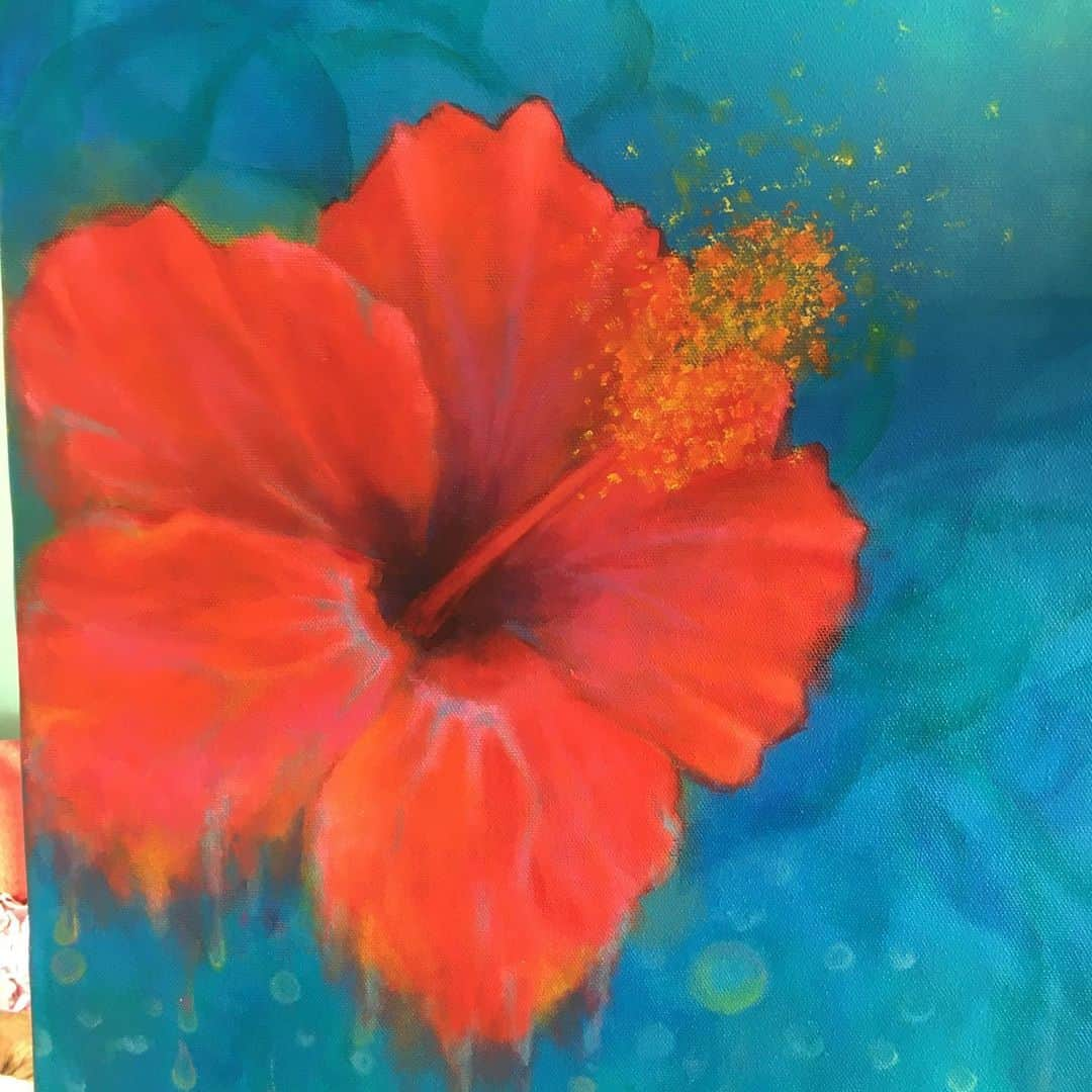 成瀬未夏さんのインスタグラム写真 - (成瀬未夏Instagram)「breath  #art#acrylicpainting #hibiscus#絵画＃アクリル画」1月4日 21時59分 - narusemika