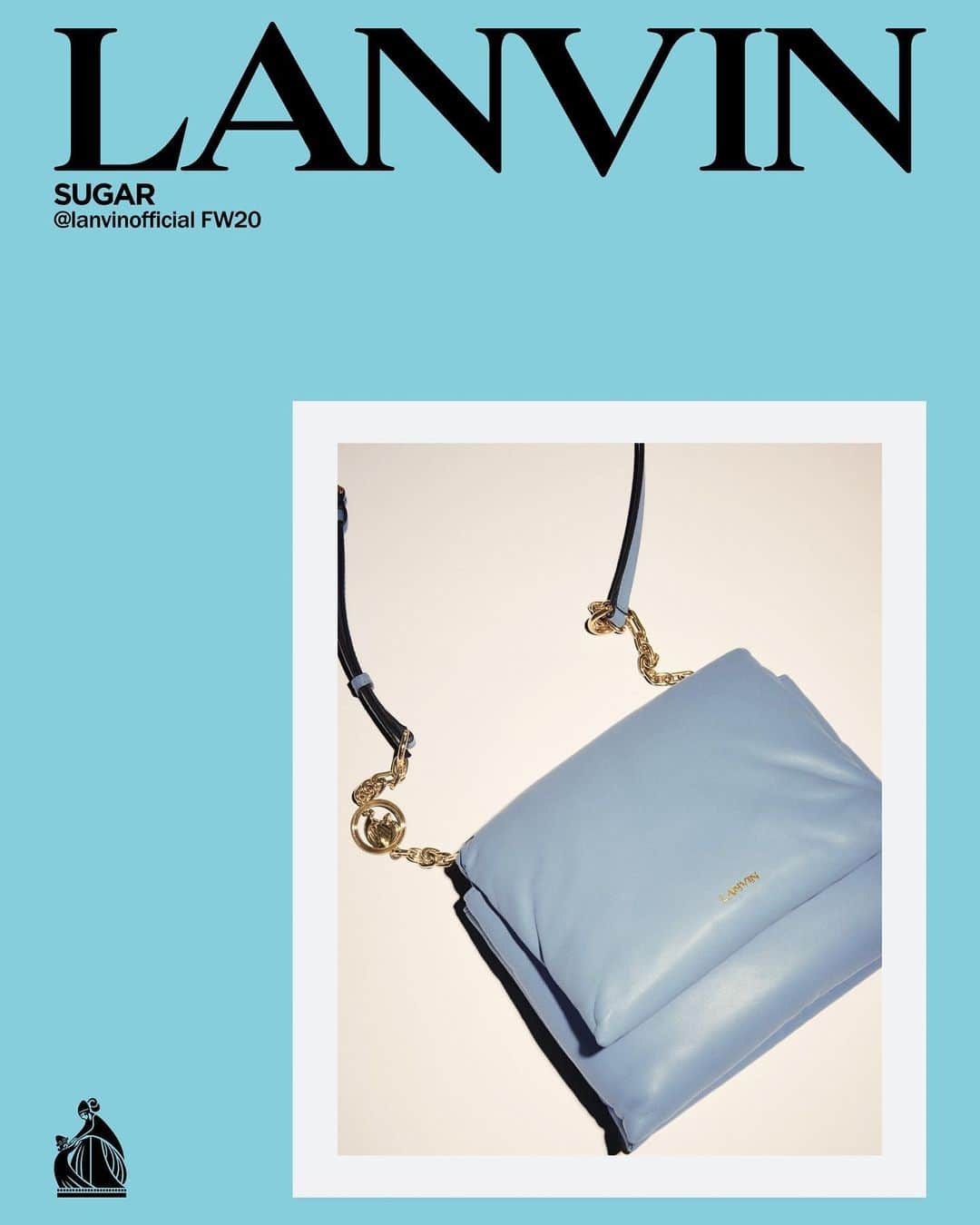 ランバンのインスタグラム：「#LanvinFW20 campaign - Sugar bag. Photography @ezrapetronio  Creative Direction @brunosialelli Art Direction @ezrapetronio」