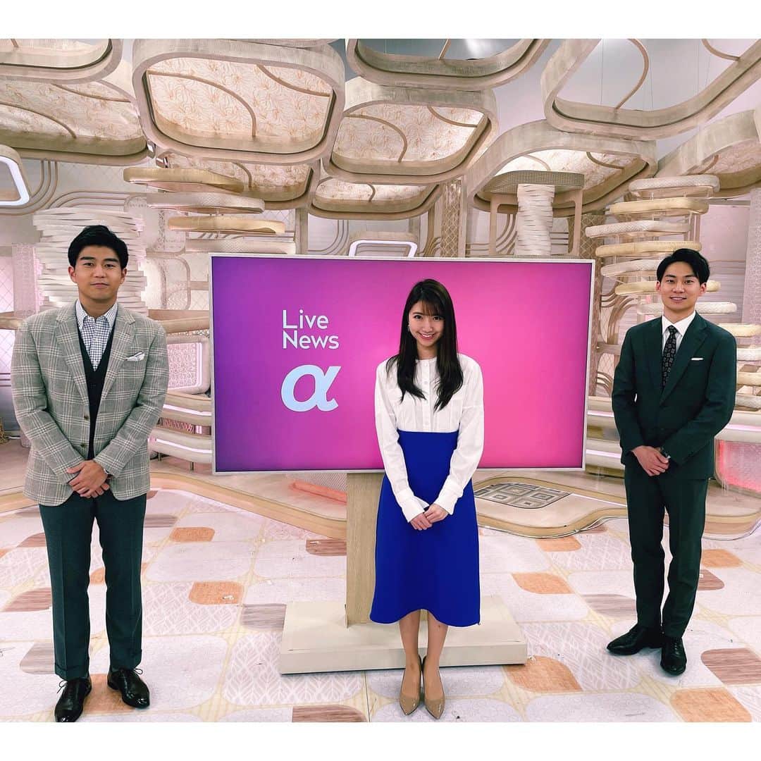 内野泰輔のインスタグラム：「2021年最初のLive News αは このあと 午後11時40分からです。  今年もスポーツコーナー含め 宜しくお願い致します❗️  #livenewsα  #フジテレビ  #三田友梨佳 アナ #今湊敬樹 アナ #内野泰輔 #スポーツ」