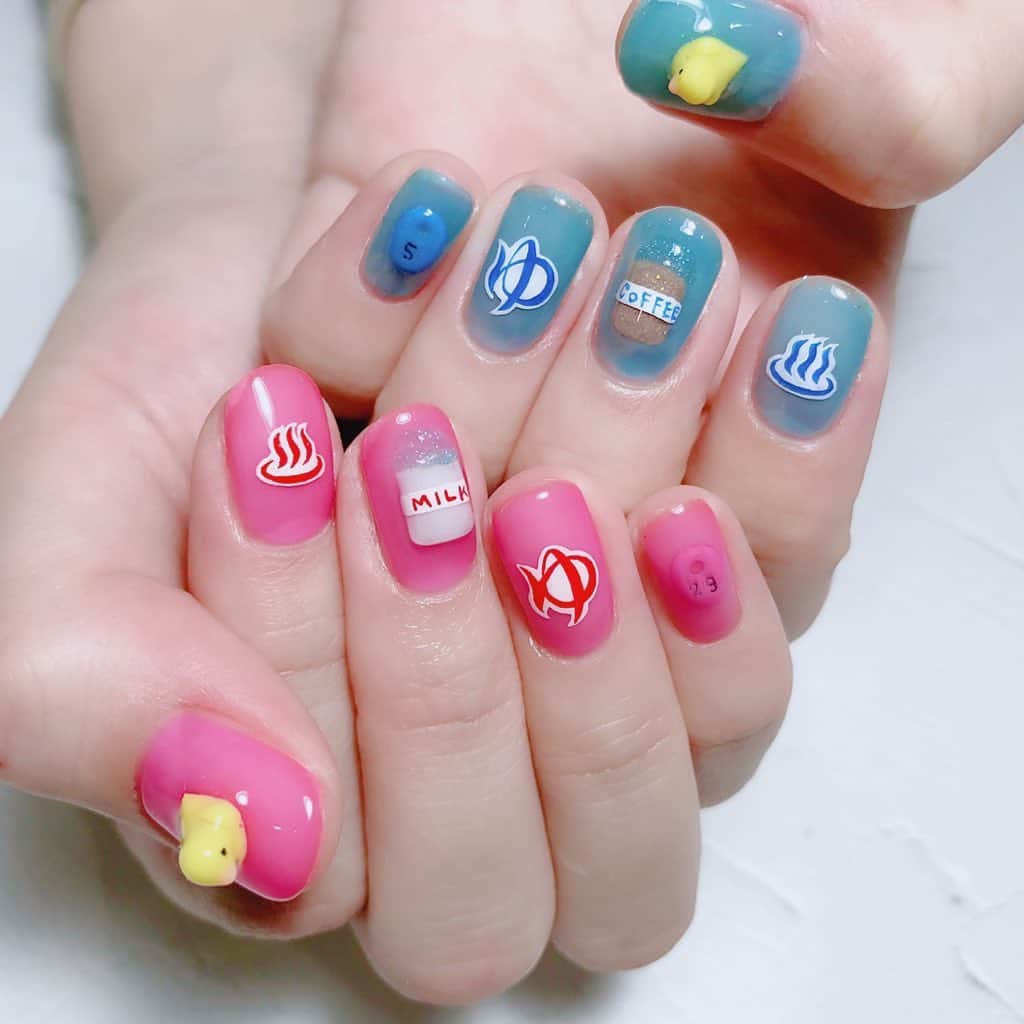 なかやまちえこさんのインスタグラム写真 - (なかやまちえこInstagram)「最高に可愛い温泉ネイル♨️⠀ ⠀ #nail #nails #nailart #ネイル #美甲 #ネイルアート  #japanesenailart #manucure #japanesenails #manicurist #gelnails #أظافر #네일아트 #미용 #vẽmóng #温泉ネイル #可恩 ちゃん @dreamy_canon」1月4日 23時46分 - chiekonakayama