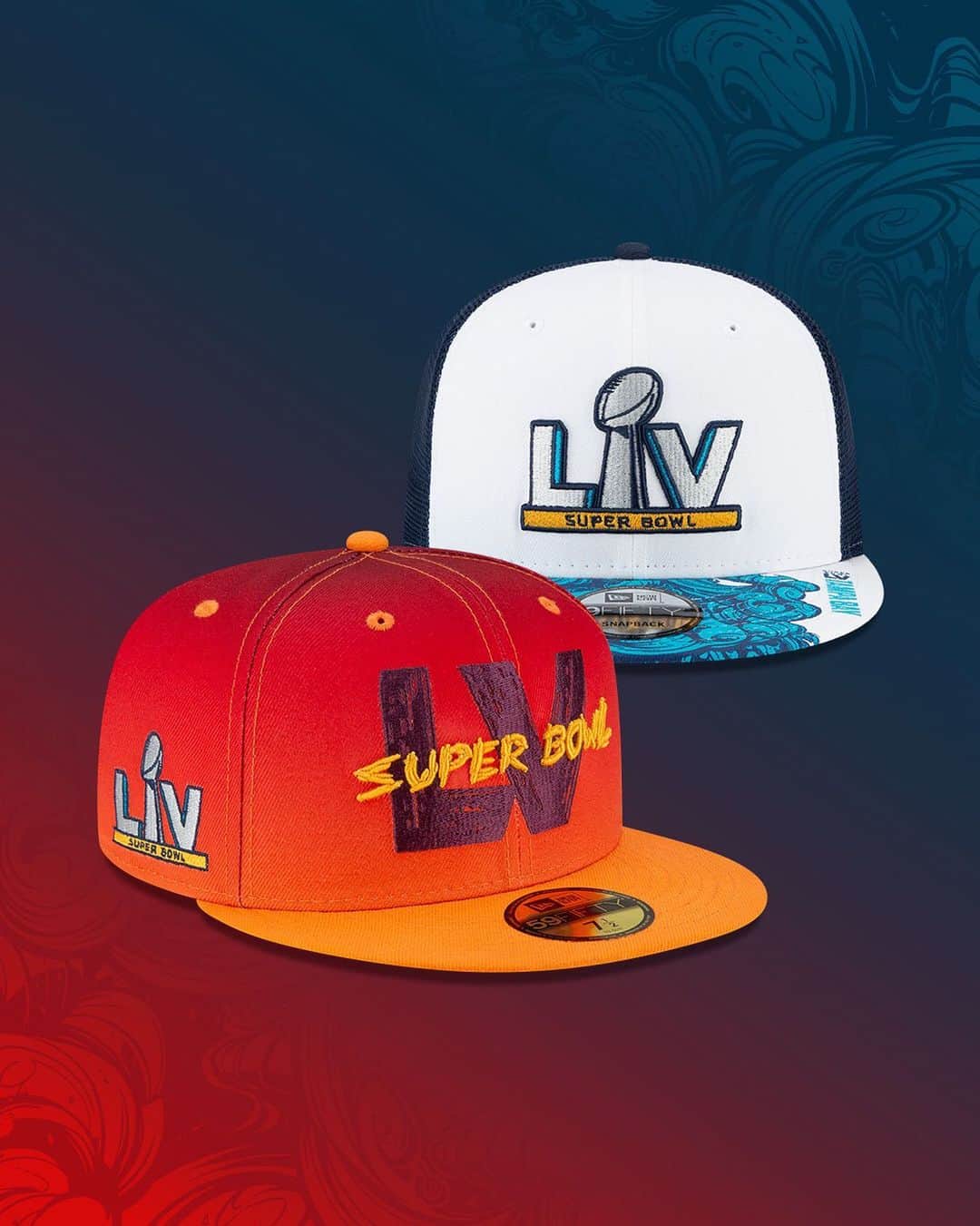 ニューエラ・キャップのインスタグラム：「The road to Tampa is set. Shop the Super Bowl LV collection now at neweracap.com . Link in bio」