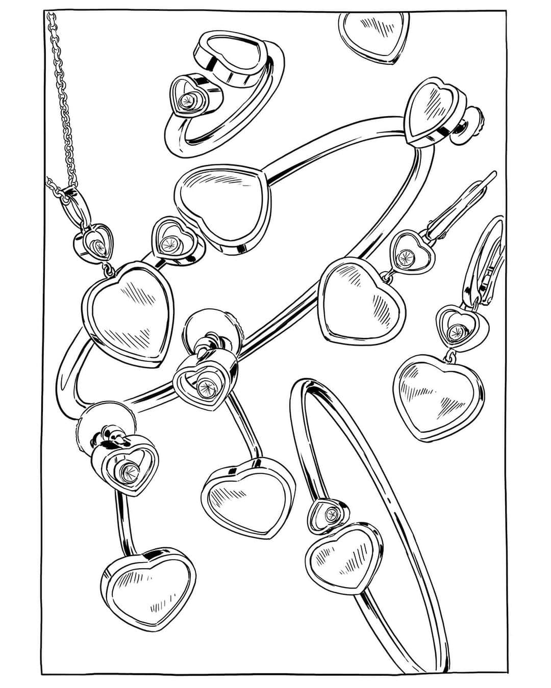 ショパールさんのインスタグラム写真 - (ショパールInstagram)「Time to colour in your life. Happy Hearts jewellery with its dancing diamonds and delicate designs is the perfect way to insuflate life and joie de vivre. #StayHappy   Do your own colourings of the iconic Happy Hearts jewellery sketches (link in bio)」1月5日 0時21分 - chopard
