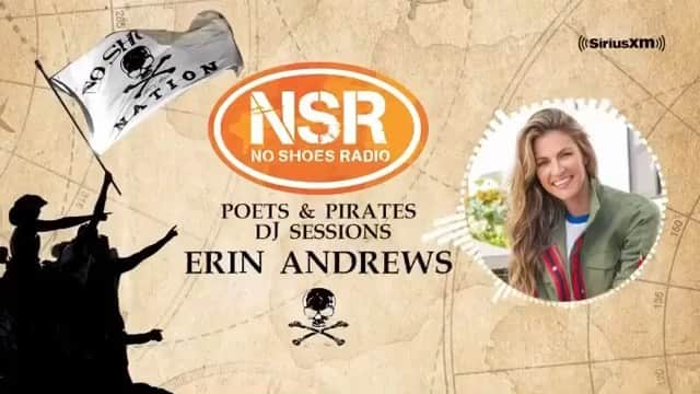 エリン・アンドリューズのインスタグラム：「Had THE BEST time taping this episode of @officialnsr!! You may never get the mic back @kennychesney!! Give it a listen!👇👇 ・・・ We’re kicking off a new year of NSR’s “Poets & Pirates DJ Sessions” with sports icon (and true country music fan!) @erinandrews from @nflonfox ! She’s taking over NSR with a playlist of all her favorites, including “Setting the World on Fire!” Listen TODAY at 12pm ET/9am PT, with replays tomorrow at 8am ET and all week! 🎸🏴‍☠️  siriusxm.us/ErinGuestDJ」