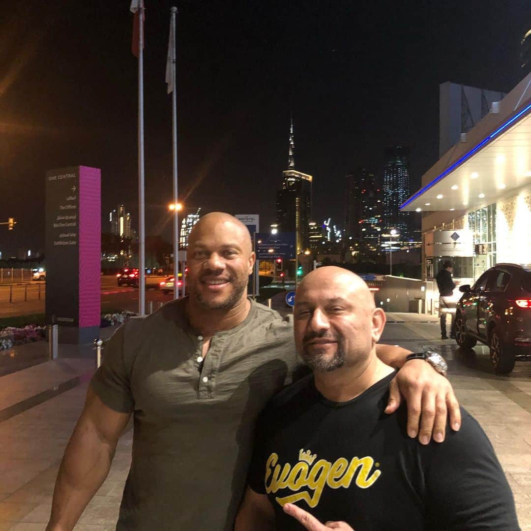 Phil Heathさんのインスタグラム写真 - (Phil HeathInstagram)「Huge Happy Birthday Shout Out to my Brother @hanyrambod!!!! Hany has definitely earned a ton of accolades as a coach for winning in just about every category in our sport at the Olympia, but what I admire the most is his dedication to his friends and family. He's easily one of the most selfless individuals I have met and although he and I fight like brothers, we are family and I'm thankful to have that relationship! May you spend your birthday with your wonderful family, filled with love, appreciation and of course great food. I'll be pouring up a nice glass of old man scotch (which you got me hooked on) to FaceTime you later with.   Another trip around the sun my Brother, filled with endless possibilities and opportunities which I pray the universe provides for you and your family to capitalize on.   Everyone, please wish Hany-Joon a Happy Birthday. Oh and tell him next time he decides to hold my Hatori Hanzo Sword to not try and cut paper with it as he almost took off his entire damn hand lol.   Love ya Bro!」1月5日 1時52分 - philheath