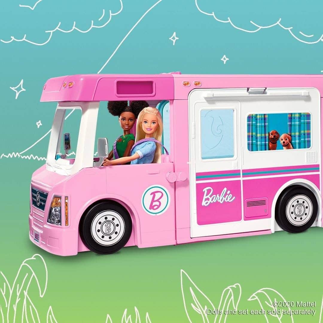 バービーのインスタグラム：「1 DreamCamper, 3 ways! 🌏 Where are you dreaming of adventuring next with #Barbie?」