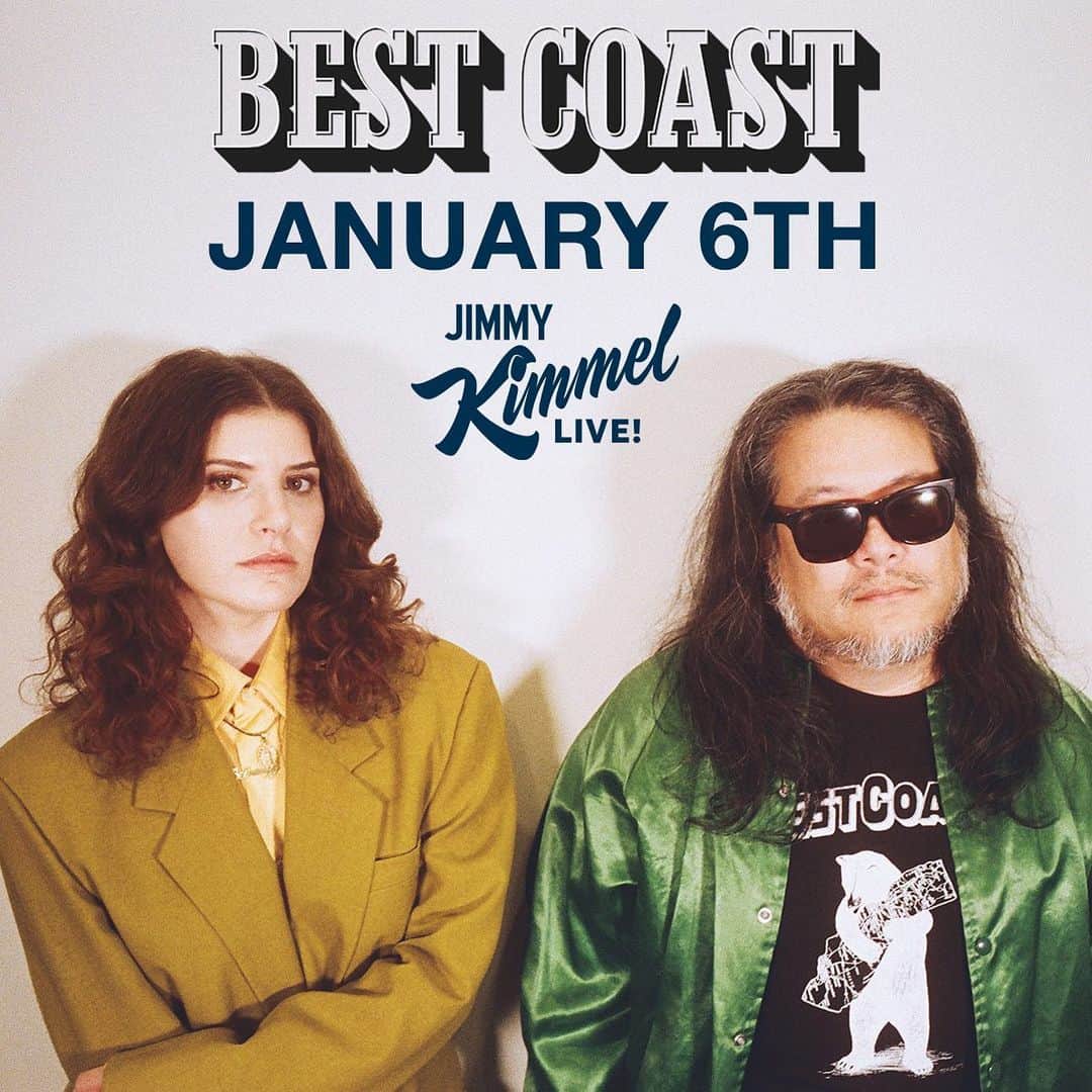 ベスト・コーストのインスタグラム：「psssst hi hello happy new year. watch us on @jimmykimmellive – this WEDNESDAY JAN 6 at 11:35PM (10:35PM central!) on ABC! #KIMMEL」