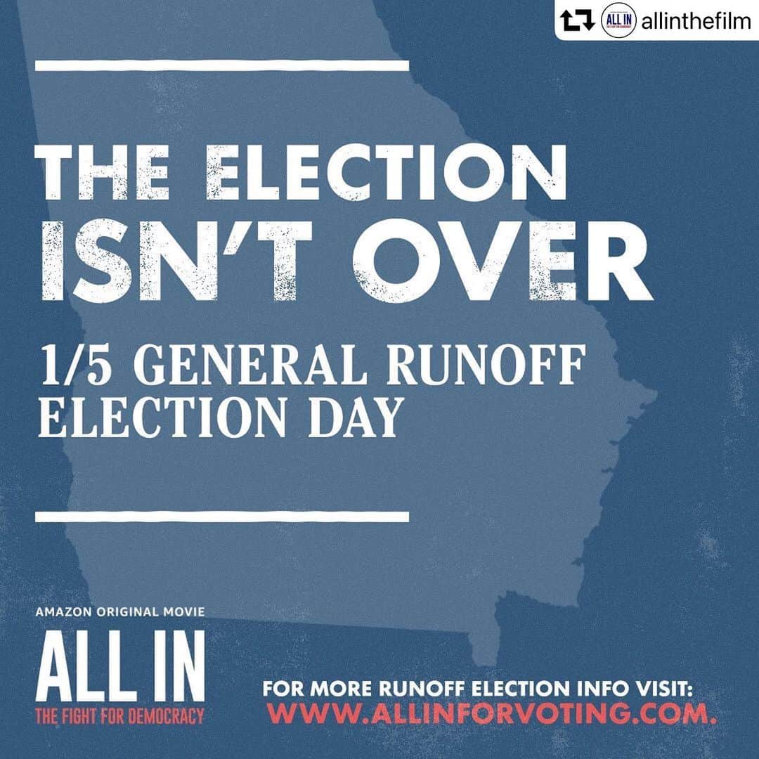 マイケル・ドイルのインスタグラム：「GEORGIA!!! #repost @allinthefilm ・・・ TOMORROW is Runoff Election Day in Georgia.  Get #AllInForVoting on our site today and find your polling place, which forms of ID to bring, and more!」