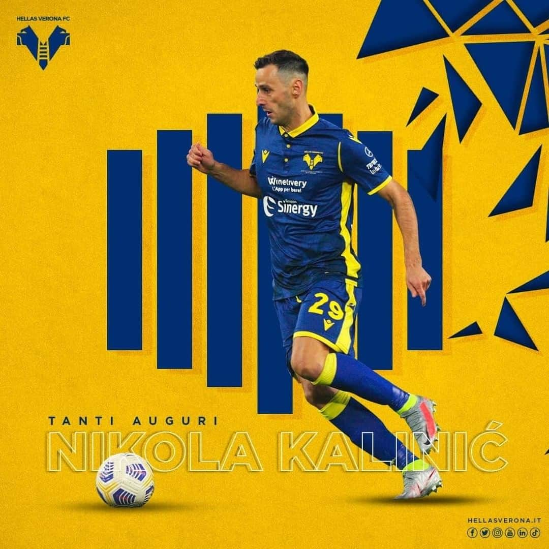 エラス・ヴェローナFCさんのインスタグラム写真 - (エラス・ヴェローナFCInstagram)「AUGURI KALEEE 🥳🇭🇷🟡🔵  #HVFC #HappyBirthday #Kalinić」1月5日 8時01分 - hellasveronafc