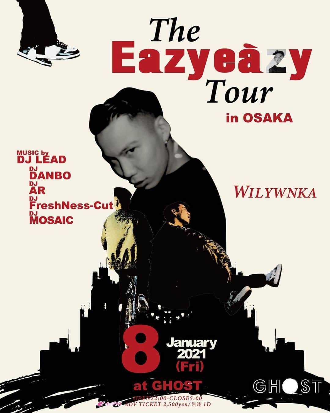 WILYWNKAのインスタグラム：「2021.01.08(Fri) at.@ghostosaka  "The EAZYEAZY Tour" in OSAKA🏯  @onepercent.jp」