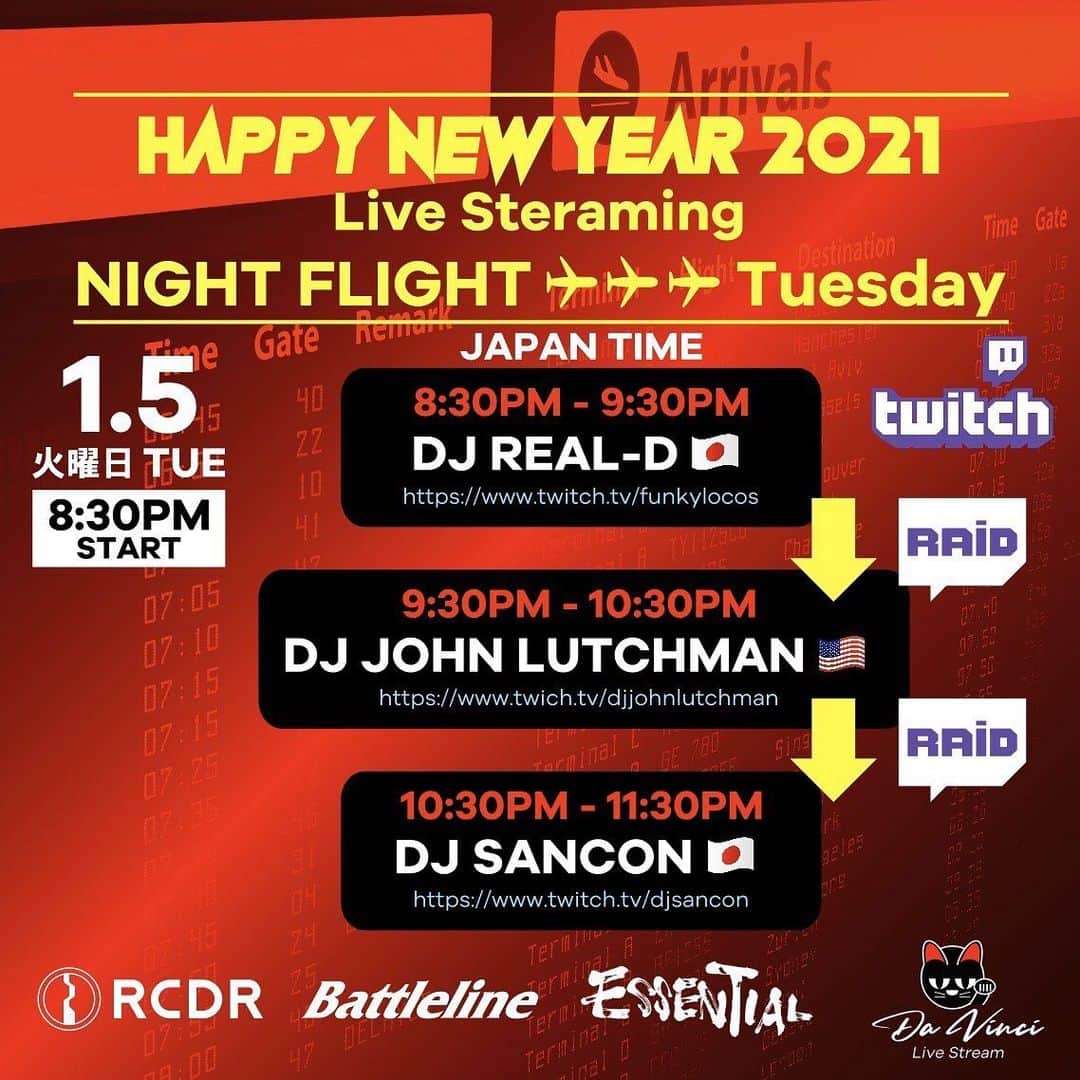 DJ SANCONさんのインスタグラム写真 - (DJ SANCONInstagram)「本日1/5(火) のTWITCH配信 20時30分〜23時30分まで 🇯🇵→🇺🇸→🇯🇵 自分はアンカー😎✌️  20時30分〜 DJ REAL-D 🇯🇵 21時30分〜 DJ JOHN LUTCHMAN 🇺🇸 22時30分〜 DJ SANCON 🇯🇵  #Repost @iamjustjohnn with @get_repost ・・・ I miss flashing my passport ⁣⁣⁣⁣ Cheers to Twitch ⁣⁣⁣ ⁣⁣⁣ Let’s do it again⁣⁣⁣ Something virtual with my friends in 🇯🇵⁣⁣⁣⁣ ⁣⁣⁣⁣⁣ View my story and swipe up on ⁣⁣⁣ my twitch banner for direct access!⁣⁣⁣ (improvising again)⁣⁣⁣⁣ ⁣⁣⁣⁣⁣ ⁣#TeamLutchman #TheBrooklynKid ⁣⁣⁣ Zones (Flyer in Japan time)⁣⁣ 7:30 am Eastern ⁣⁣ 6:30 am Central ⁣⁣ 4:30 am Pacific⁣⁣ ⁣⁣⁣ View my story and swipe up on ⁣⁣⁣ my twitch banner for direct access!⁣⁣⁣ (improvising again)⁣⁣⁣⁣  #livestreaming #djs #dj  #DaVinciLIVESTREAMING #DJライブ配信 #djsancon  #twitchlive #twitchdj #twitchdjing」1月5日 13時18分 - djsancon