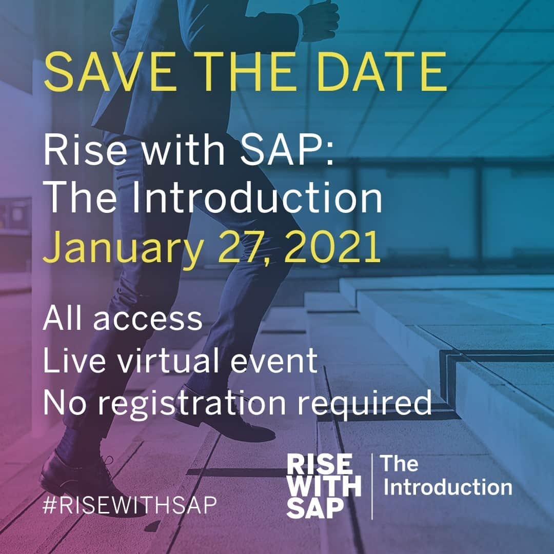 SAPのインスタグラム：「Join our free, all-access event to get ready to navigate challenges confidently in 2021 and beyond.  🔗 sap.com/rise-with-sap 📌 #RISEwithSAP  January 27」