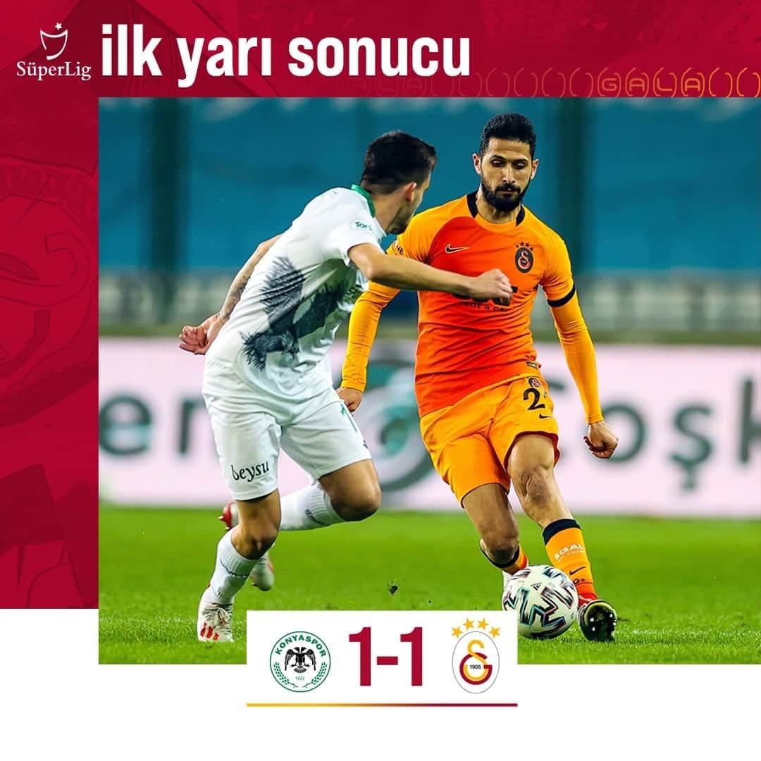 ガラタサライSKさんのインスタグラム写真 - (ガラタサライSKInstagram)「İlk yarı sonucu: İ. H. Konyaspor 1-1 #Galatasaray #KONvGS」1月6日 1時52分 - galatasaray