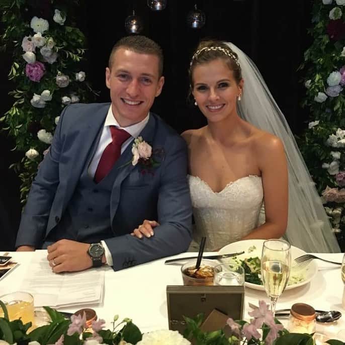ミッチェル・デュークのインスタグラム：「4 years Married to this stunner & forever to go ❤️ One lucky man 😍」