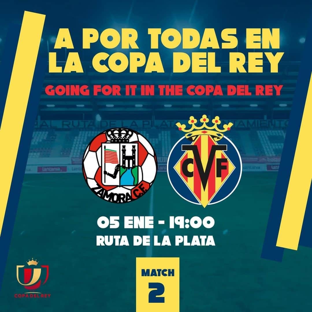 ビジャレアルCFのインスタグラム：「¡Nuestro segundo desafío copero nos lleva hasta Zamora! . 🆚 @zcfoficial ⌚ 19.00h 🏟 Estadio Ruta de la Plata 🗓️ Segunda eliminatoria 🏆 #CopaDelRey 📺 @dazn_es .  Our second challenge in the cup takes us to Zamora! . 🆚 @zcfoficial ⌚ 7pm CET 🏟 Ruta de la Plata 🗓️ Round 2 🏆 #CopaDelRey」