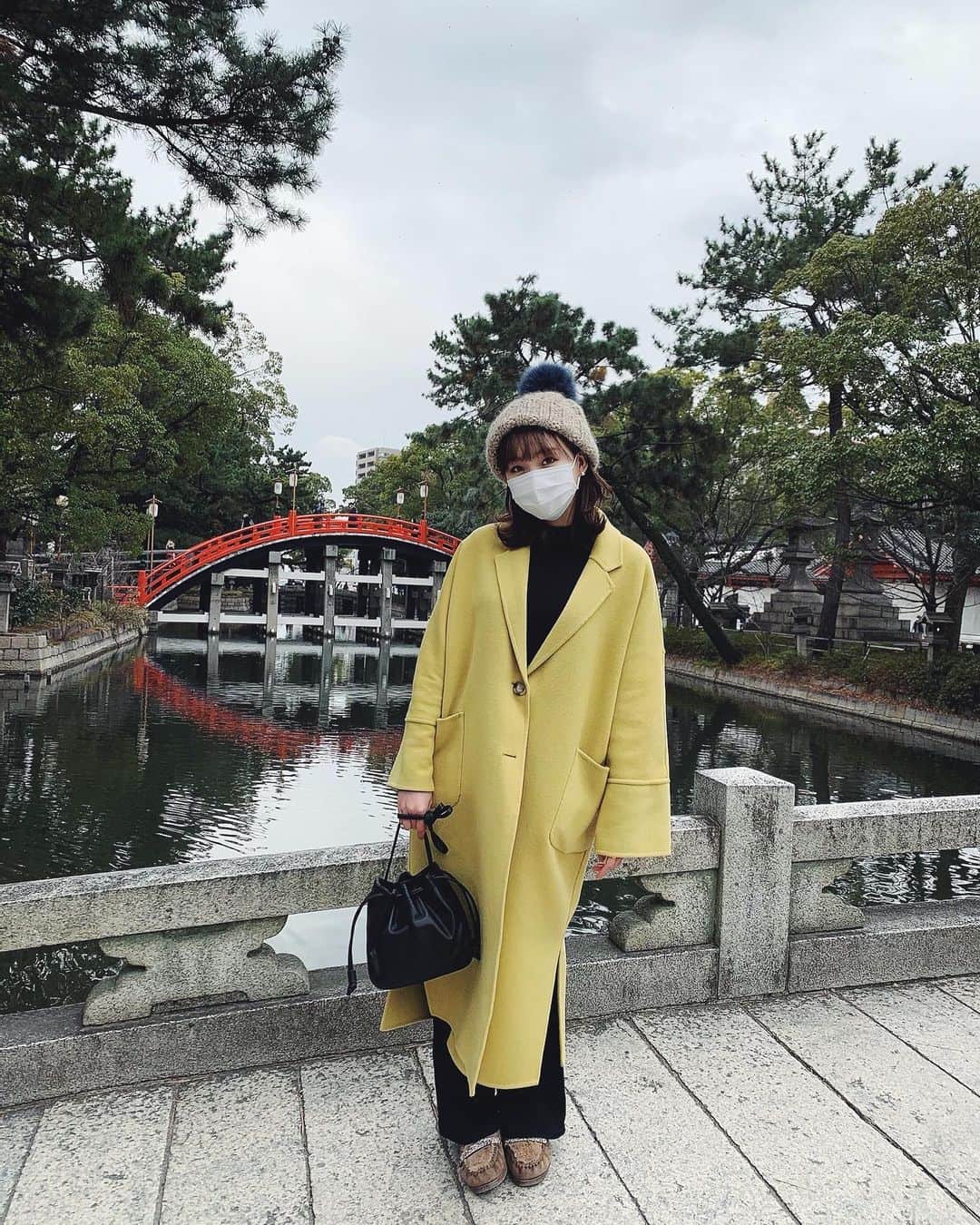 澤田桃佳のインスタグラム：「人混みを避ける為、 少し遅くなりましたが、初詣行ってきました🎍😷」