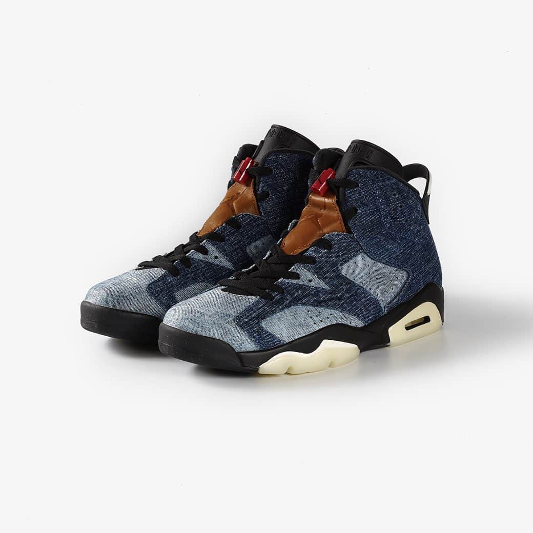 KICKS LAB. [ Tokyo/Japan ]のインスタグラム：「NIKE l "AIR JORDAN 6 RETRO" Washed Denim/Sail/Varsity Red/Black l Available in Store and Online Store.  #KICKSLAB #キックスラボ」