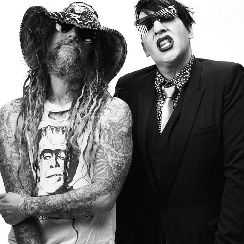 ロブ・ゾンビのインスタグラム：「Happy birthday to the guy creeping up behind me @marilynmanson #happybirthday #marilynmanson #robzombie #twinsofevil」