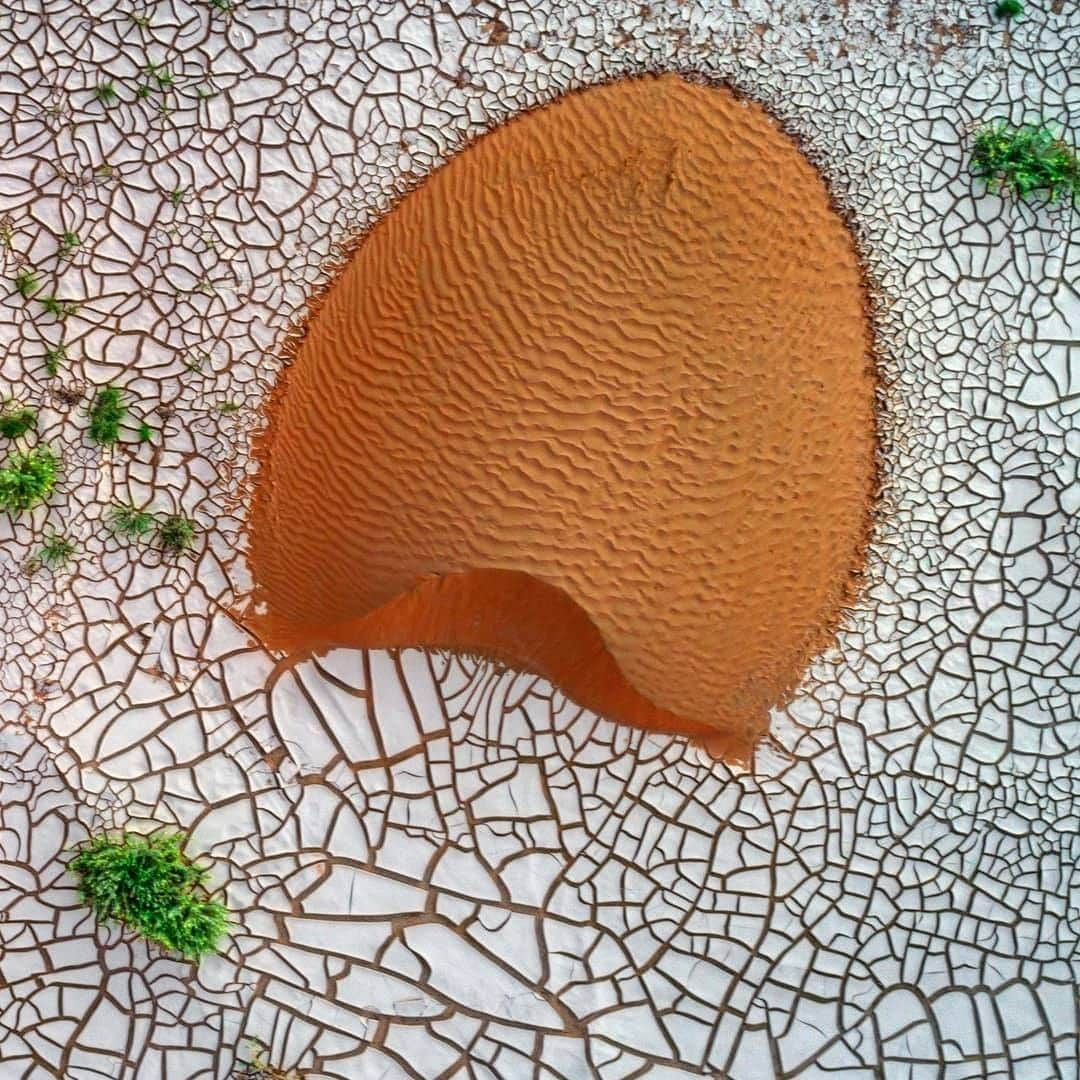 Discover Earthさんのインスタグラム写真 - (Discover EarthInstagram)「Have you ever seen these dot shaped dunes? These dunes are the original form of the barchan dunes. They are located in the Rub' al Khali, also known as the "Empty Quarter"). This desert covers some 650,000 km2 (250,000 sq mi) including parts of Saudi Arabia, Oman, the United Arab Emirates, and Yemen. It is part of the larger Arabian Desert.  🐪 #discoverdesert with @mohdalhadi  . . . . .  #sanddunes  #picoftheday  #emptyquarter  #travelgram  #naturephotography  #vacation  #photooftheday  #ocean  #trip  #love  #sky  #holiday  #adventure  #travelphotography  #landscape  #summer  #sun  #dunes  #desert  #sand」1月6日 0時00分 - discoverearth