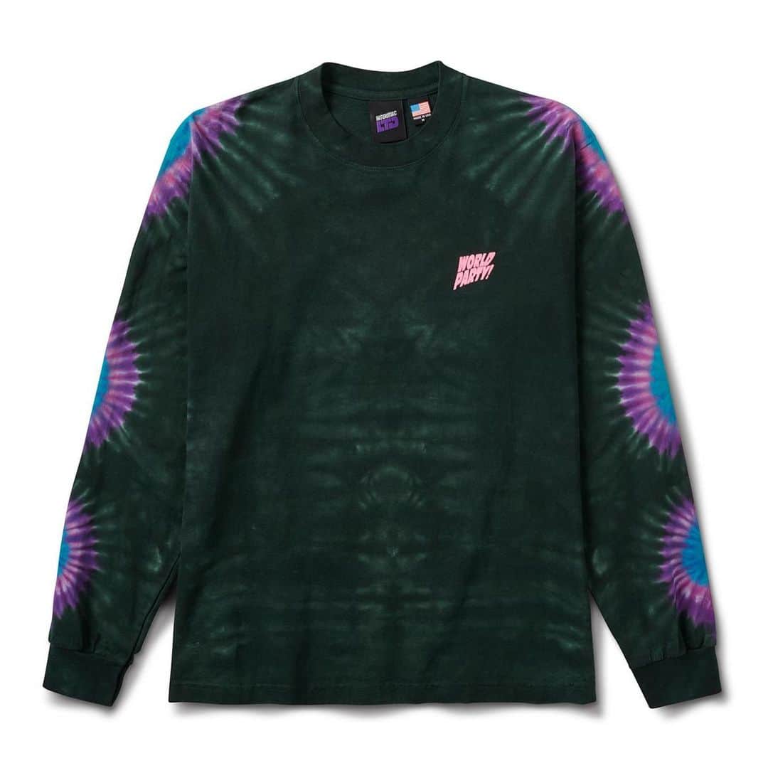 サキャスティックのインスタグラム：「@insomniacltd WINTER 2021  World Sunburst Tie Dye L/S Tee  6.5 oz medium weight cotton long sleeve T, pre-shrunk, custom tie dye design, puff print silkscreen chest print, made in USA.」