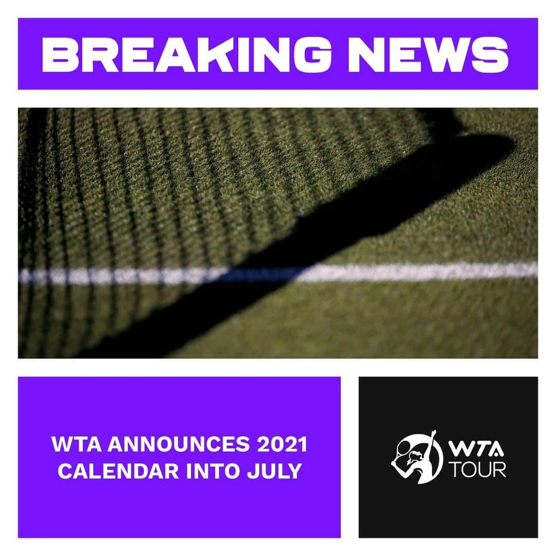 WTA（女子テニス協会）さんのインスタグラム写真 - (WTA（女子テニス協会）Instagram)「The WTA has announced a provisional 2021 calendar that maps out the season through Wimbledon in July. Link in bio.」1月6日 0時43分 - wta