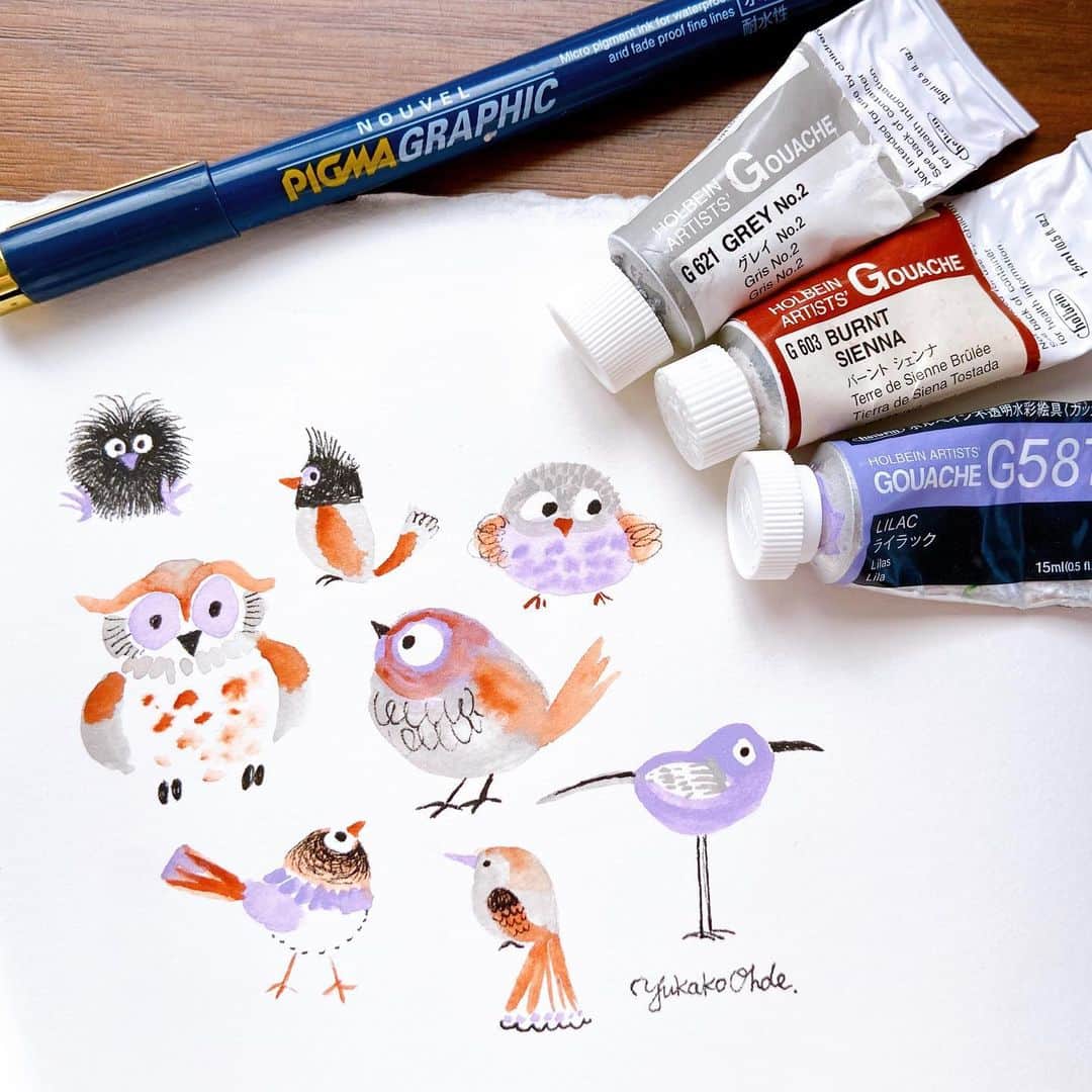 おおで ゆかこのインスタグラム：「好きな色の水彩絵の具3色で🎨 #色の日」