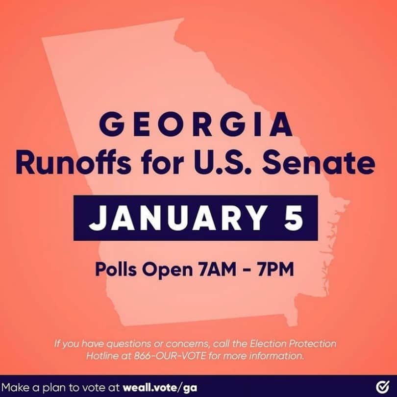 のインスタグラム：「It’s #ElectionDay in Georgia.  Mask up and head to the polls today before they close at 7 PM ET.」