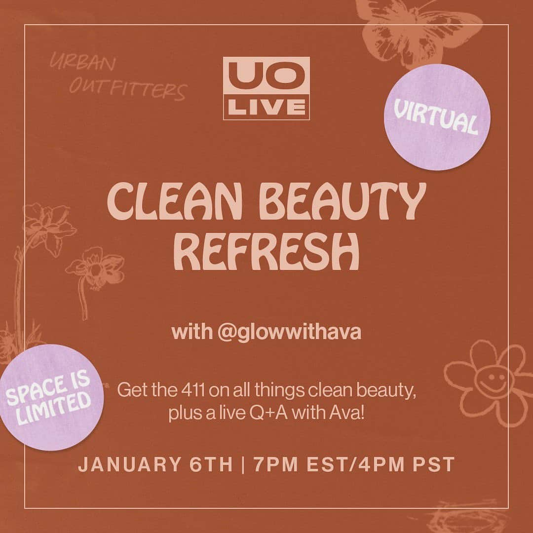 Urban Outfittersさんのインスタグラム写真 - (Urban OutfittersInstagram)「Don't miss our virtual Clean Beauty Refresh with @glowwithava tomorrow at 7pm EST. She'll be giving tips for kickstarting your clean beauty routine this year and answering your questions – link in bio to RSVP! #UOLive」1月6日 5時17分 - urbanoutfitters