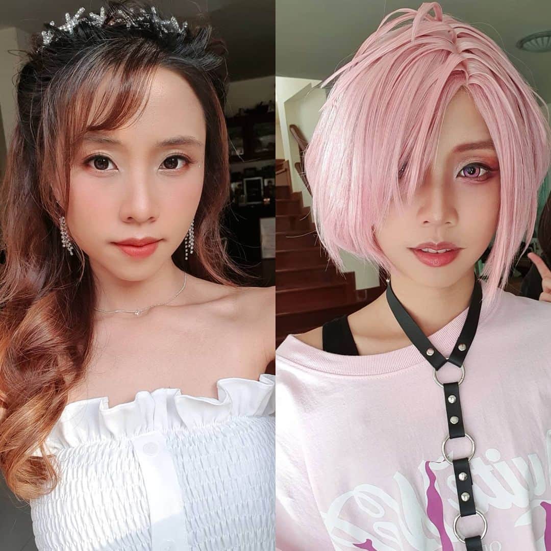ビーム先生のインスタグラム：「เธอชอบบีมซ้ายหรือบีมขวา บีมเจ้าสาวหรือบีมเจ้าหนุ่ม 😂 左びーむと右びーむ、どっち派？😎  #influencer #blogger #youtuber #thai #thaigirl #japan #日本　#タイ　#インフルエンサー　#ブロガー　#ユーチューバー　#外国人　#訪日外国人　#タイ人　#タイ語　#บล็อกเกอร์ #ยูทูปเบอร์ #ไทย #ญี่ปุ่น #ภาษาญี่ปุ่น #cosplay」