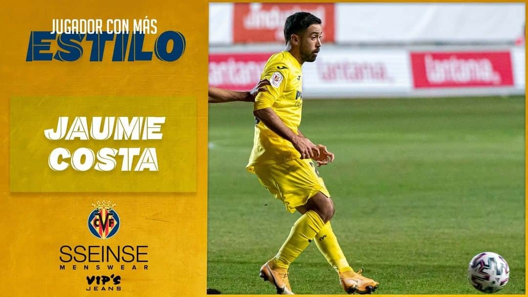 ビジャレアルCFのインスタグラム：「Y el premio al Jugador Con Más Estilo de @vips_jeans & @sseinse en #CopaDelRey ante el @zcfoficial es para... . ¡¡El gran @jaumecosta11 y su registro de hoy al entrar en el Top 10 de futbolistas 🏅 con más partidos en la historia del club en la élite!! . The @vips_jeans and @sseinse award for the Most Stylish Player in the #CopaDelRey toe against @zcfoficial goes to... . The great @jaumecosta11, who today entered in the top ten 🏅 players with most appearances for the club in the elite of Spanish football!! . #villarreal #futbol #football #soccer」
